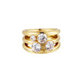 Going Places Cluster Ring featuring a stack of smooth bands with sparkling cubic zirconia set in 14k gold PVD plating.