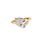 A Love Letter To You Tilted Pear Curve Ring featuring a pear-cut cubic zirconia in a gold-plated setting