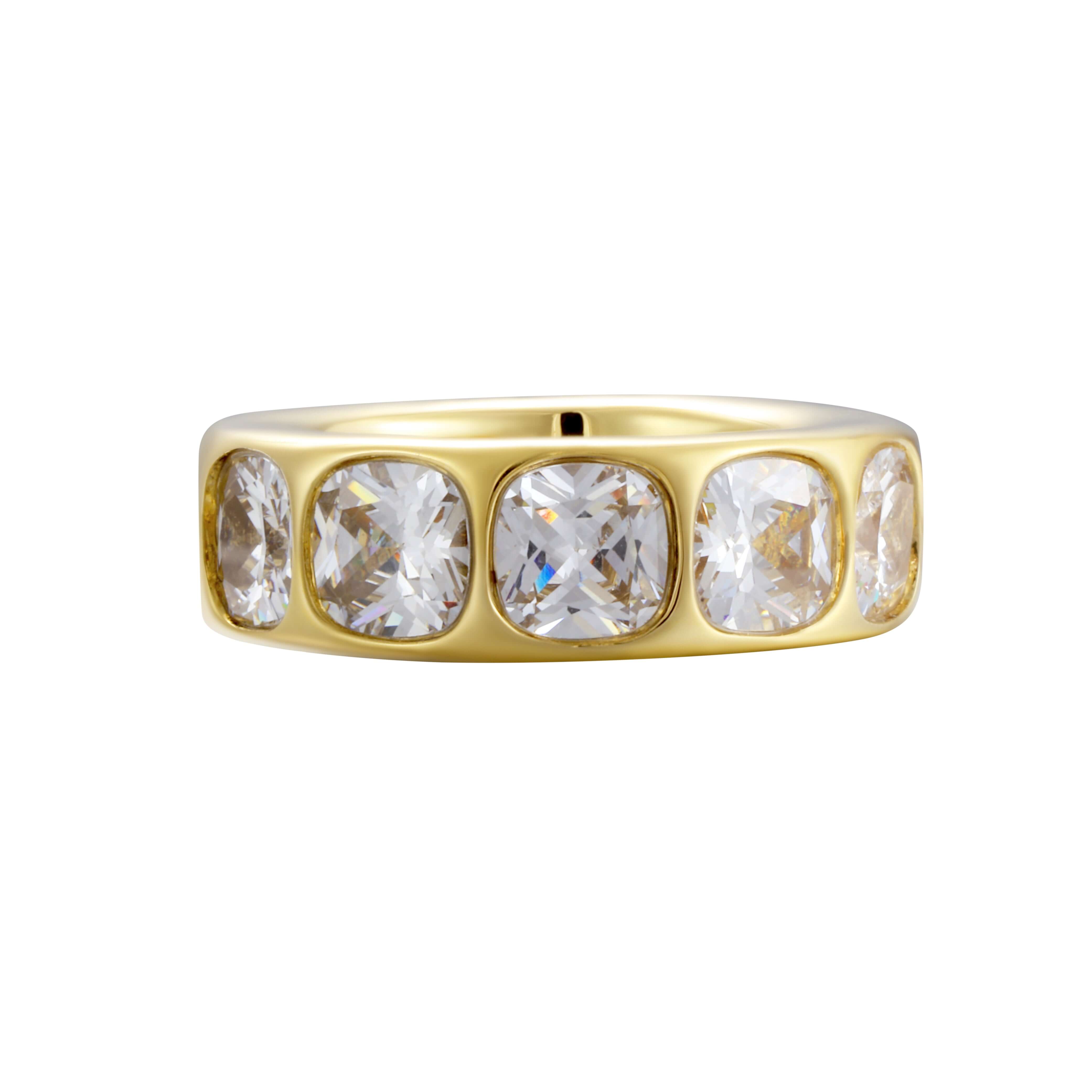 Made You Look Ring featuring oversized cushion-cut stones set in a polished gold band.