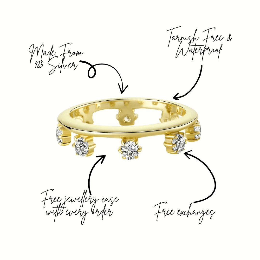 Endless Potential Aura Stacking Ring Gold with gems details, crafted from sterling silver and 14k gold.