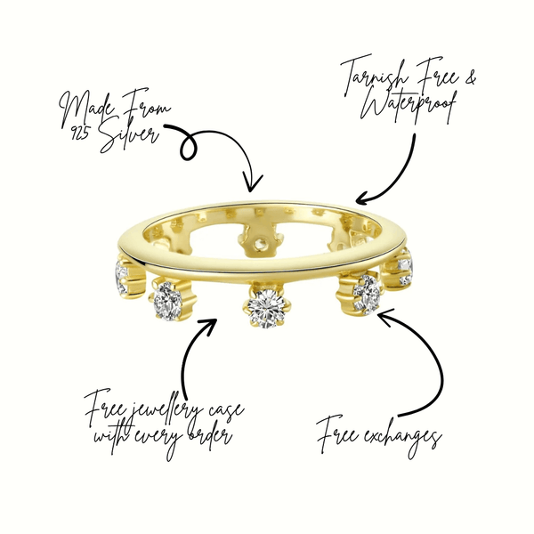 Endless Potential Aura Stacking Ring Gold with gems details, crafted from sterling silver and 14k gold.