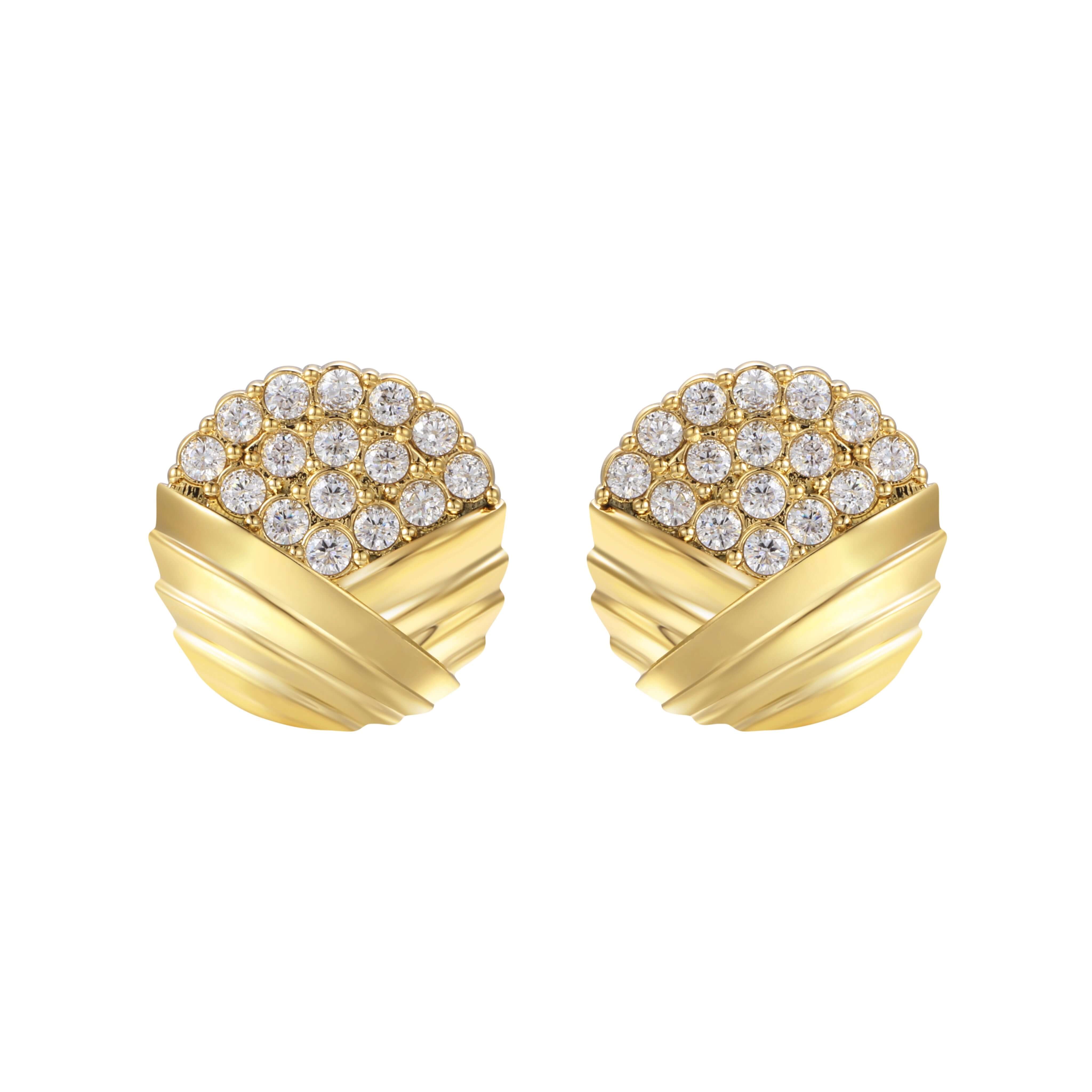 Don’t Overthink It Gold Earrings featuring layered gold detailing and pavé-set stones for a striking look.