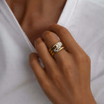 It’s All For Fun Cluster Ring worn on a hand showcasing its gold finish and cubic zirconia brilliance.