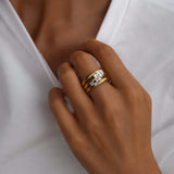 It’s All For Fun Cluster Ring worn on a hand showcasing its gold finish and cubic zirconia brilliance.