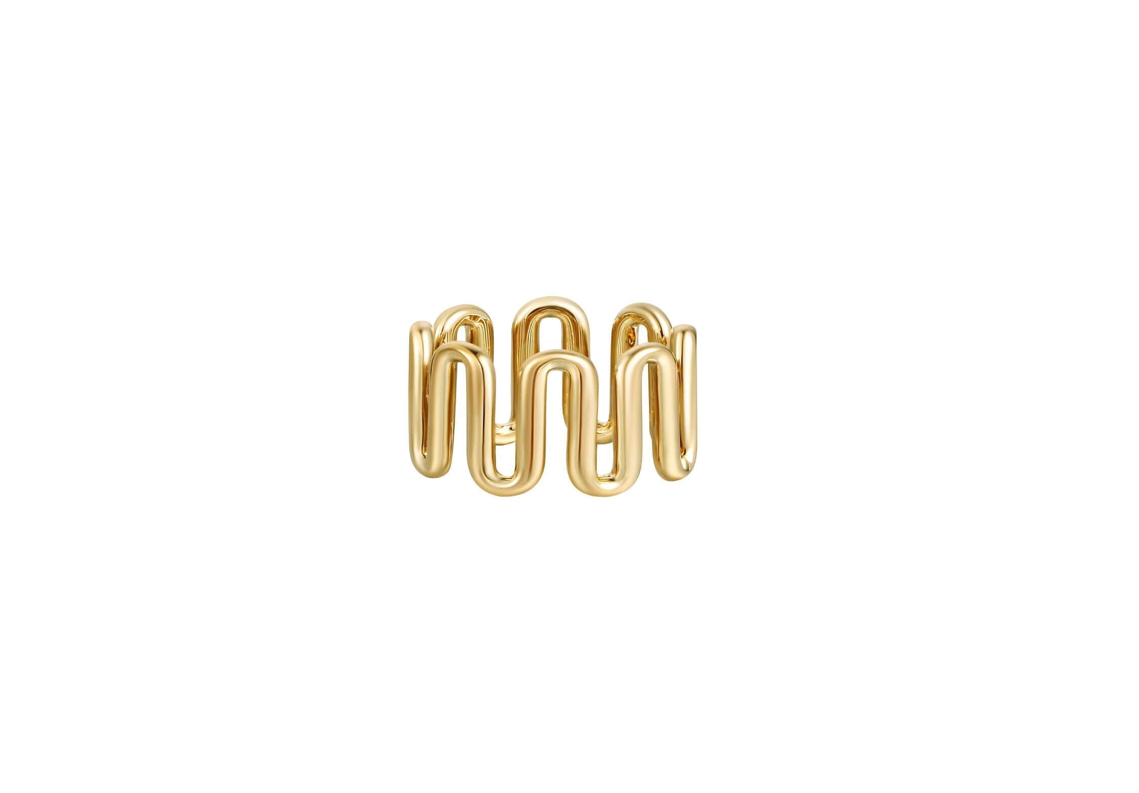 Dilly Dally Pinky Ring featuring a sculptural design with fluid, looping lines in durable brass.