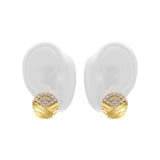 Don’t Overthink It Gold Earrings featuring sculptural design with gold detailing and pavé-set stones.