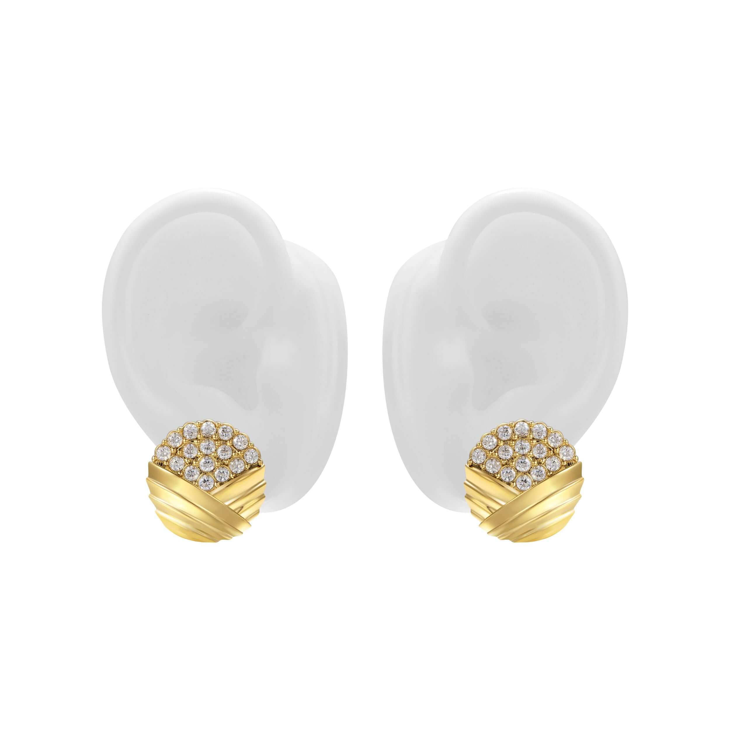 Don’t Overthink It Gold Earrings featuring sculptural design with gold detailing and pavé-set stones.