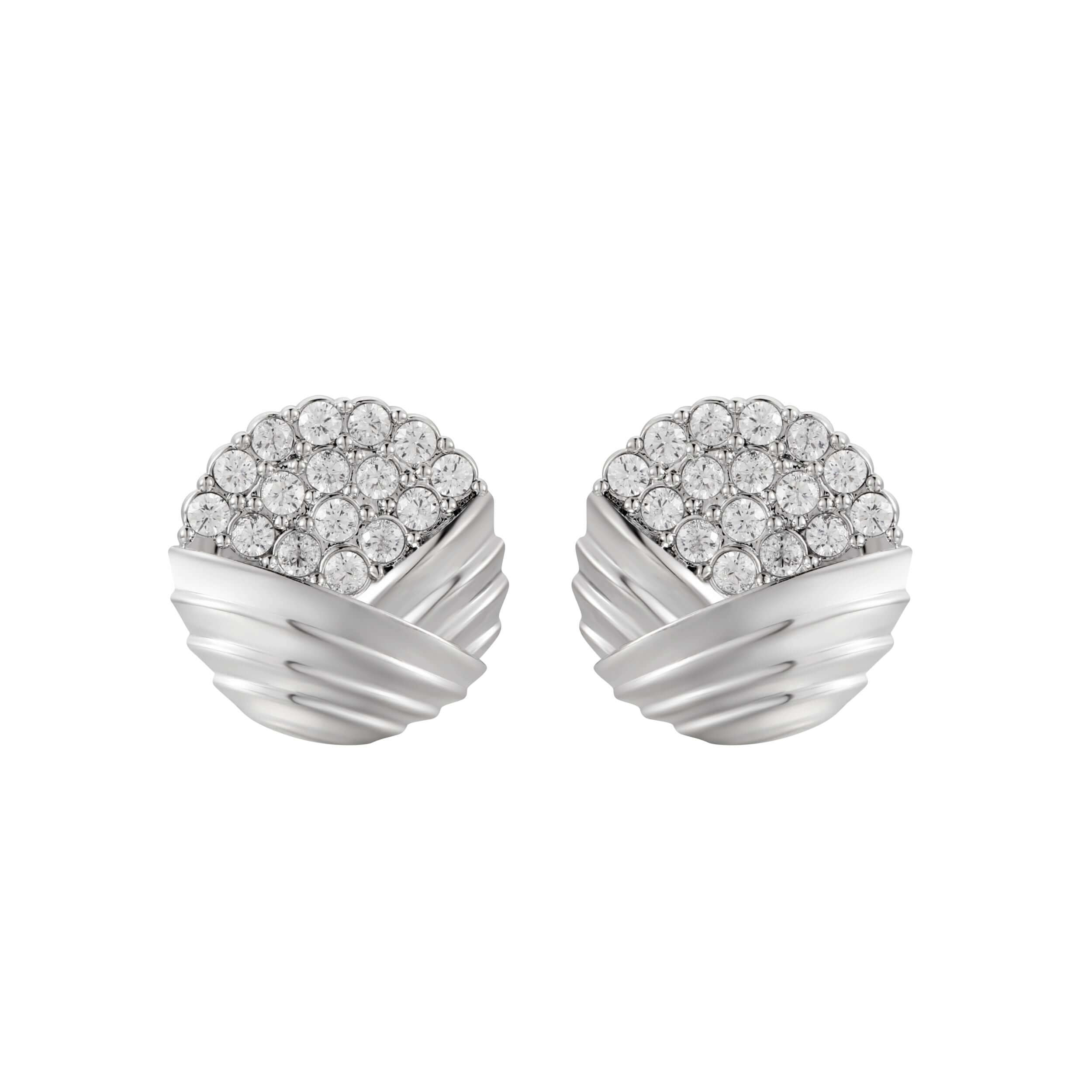 Don’t Overthink It Silver Earrings featuring sculptural design and pavé-set stones in layered silver detailing.