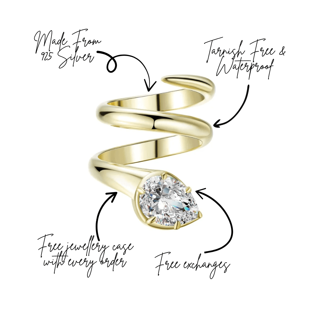 When You Know You Know Gold Twisted Snake Pinky Ring showcasing a unique twisted design and cubic zirconia details.