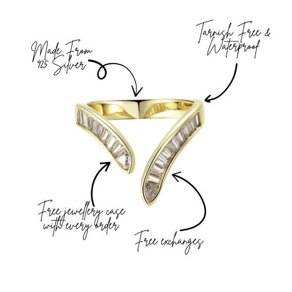 You Look Happier Gold Baguette Wishbone Ring