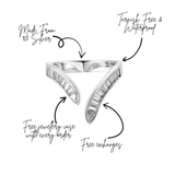 You Look Happier Silver Baguette Wishbone Ring