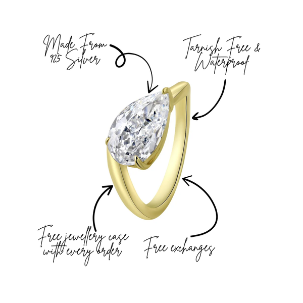 Too Cool To Care Pear Wavy Band Pinky Ring