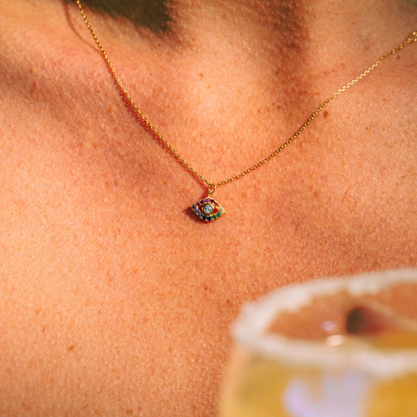 Wildest Dreams Rainbow Evil Eye Necklace